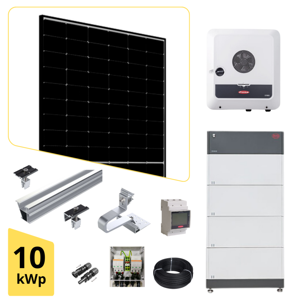 PV Komplettpaket Fronius 10kW - BYD 11kWh Speicher -Trina Vertex S+ 450W - Unterkonstruktion Ziegeldach - Zubehör